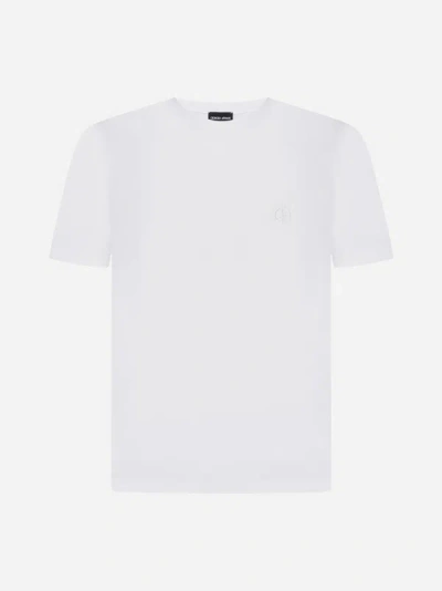 Shop Giorgio Armani Monogram Viscose T-shirt In Optical White