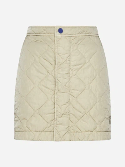 Shop Burberry Quilted Nylon Miniskirt In Soap
