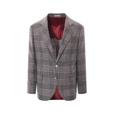 Brunello Cucinelli Blazer Jacket Men In Gray