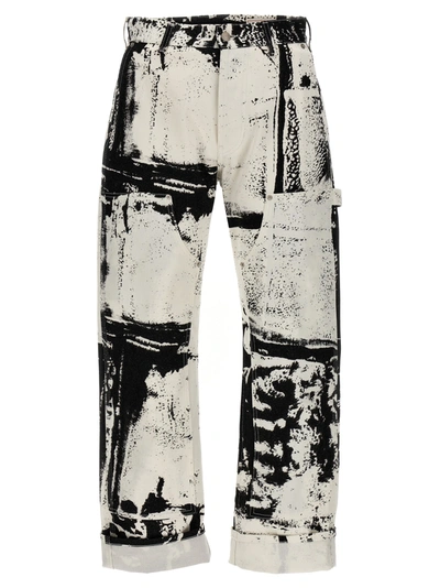 Shop Alexander Mcqueen Fold Print Jeans White/black