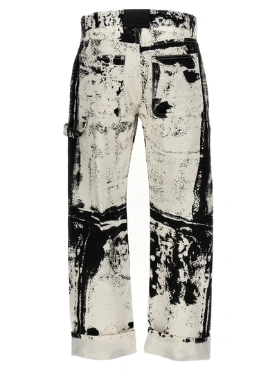 Shop Alexander Mcqueen Fold Print Jeans White/black