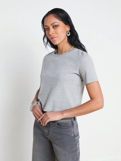 Shop L Agence Donna Cotton Cropped Tee In Heather Grey