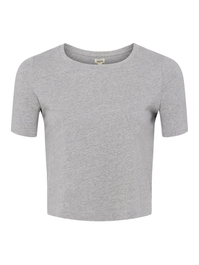 Shop L Agence Donna Cotton Cropped Tee In Heather Grey