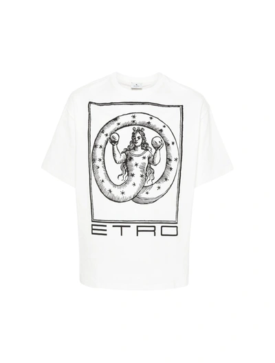 Shop Etro Graphic-print Cotton T-shirt In White