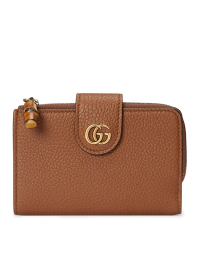 Shop Gucci Leather Wallet In Brown