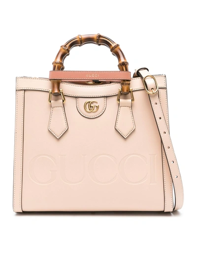 Shop Gucci Small Diana Leather Tote Bag In Pink & Purple