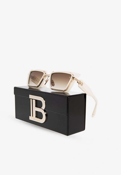 Balmain Admirable Rectangular-framed Sunglasses In Brown