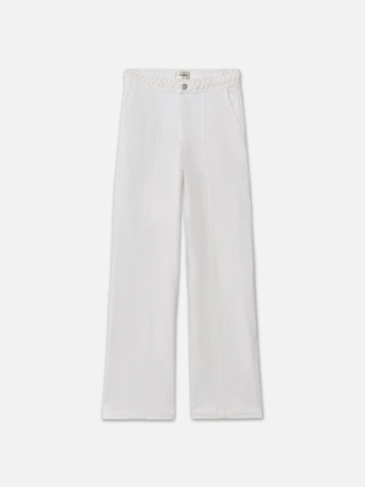Shop Frame Braided Waistband Wide Leg Jeans In White