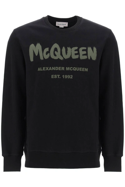 Shop Alexander Mcqueen Mcqueen Graffiti Sweatshirt Men In Black