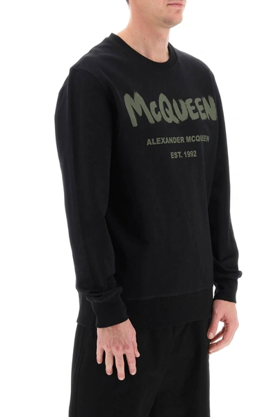 Shop Alexander Mcqueen Mcqueen Graffiti Sweatshirt Men In Black