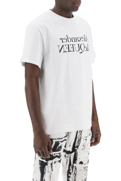 Shop Alexander Mcqueen Reflected Logo T-shirt Men In White