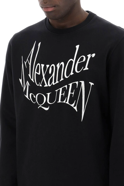 Shop Alexander Mcqueen Warped Logo Sweatshirt Men In Black