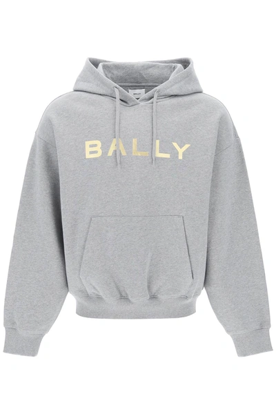Shop Bally Metallic Logo Hoodie Men In Gray