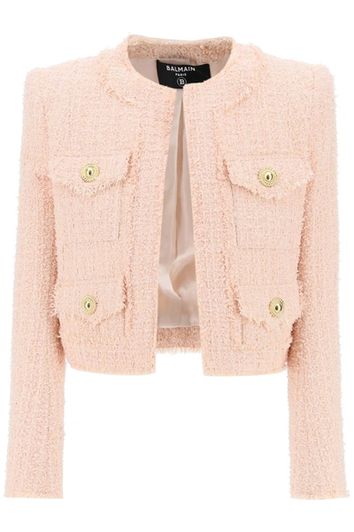Shop Balmain Bolero Jacket In Tweed Women In Pink