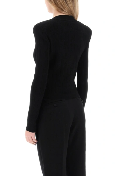 Shop Balmain Cardigan With Padded Shoulders And Embossed Buttons Women In Black