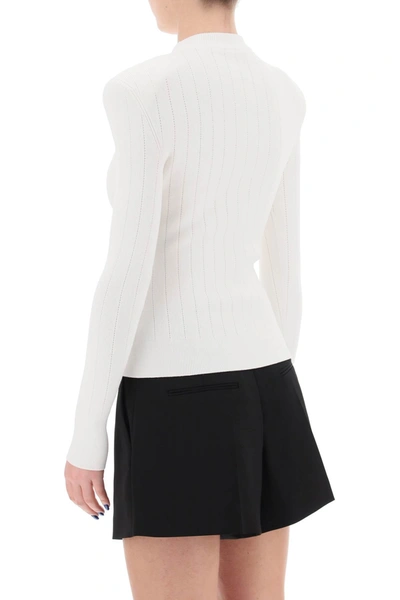 Shop Balmain Crew-neck Sweater With Buttons Women In White