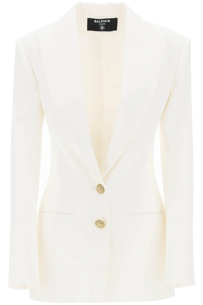 Shop Balmain Fitted Single-breasted Blazer Women In White