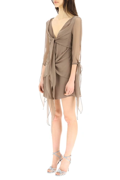 Shop Blumarine Chiffon Mini Dress Women In Brown