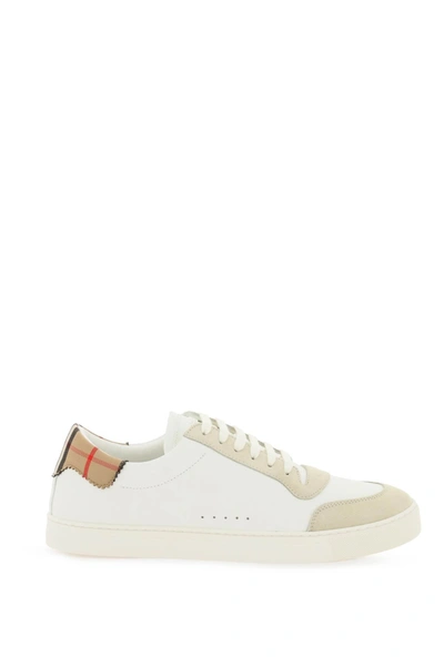 Shop Burberry Low-top Leather Sneakers Men In Multicolor