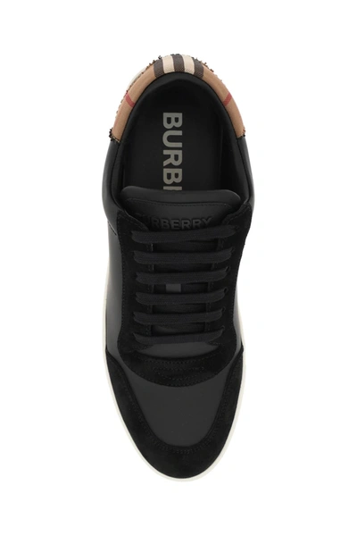 Shop Burberry Low-top Leather Sneakers Men In Black