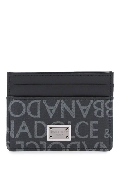 Shop Dolce & Gabbana Coated Jacquard Cardholder Men In Black