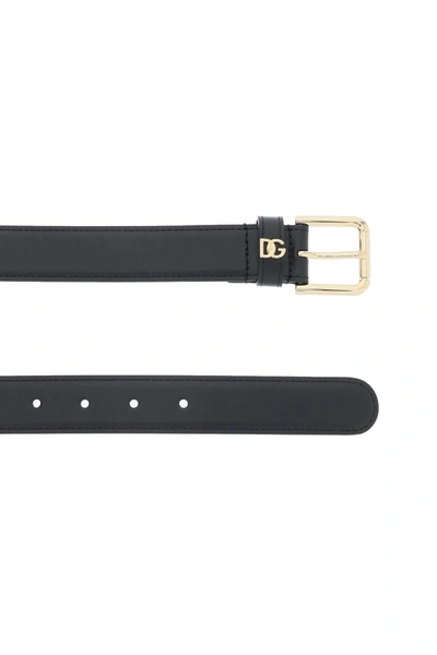 Shop Dolce & Gabbana Dg Logo Leather Belt Women In Black