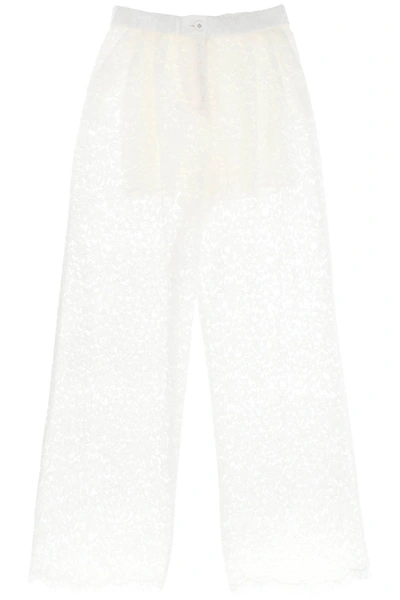 Shop Dolce & Gabbana Pajama Pants In Cordonnet Lace Women In White