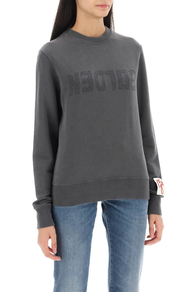 Shop Golden Goose Athena Crew-neck Sweatshirt With Distressed Logo Women In Gray