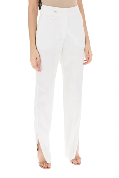 Shop Jacquemus 'le Pantalon Tibau' Slit Pants Women In White