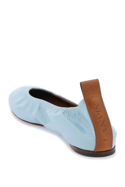 Shop Lanvin The Ballerina Flat In Patent Leather Women In Blue