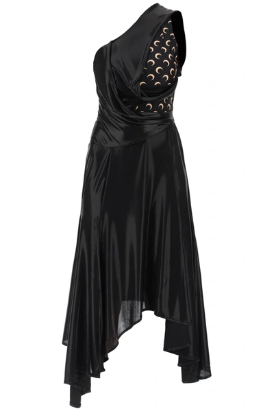 Shop Marine Serre Asymmetrical Dress In Regenerated Jersey Women In Black
