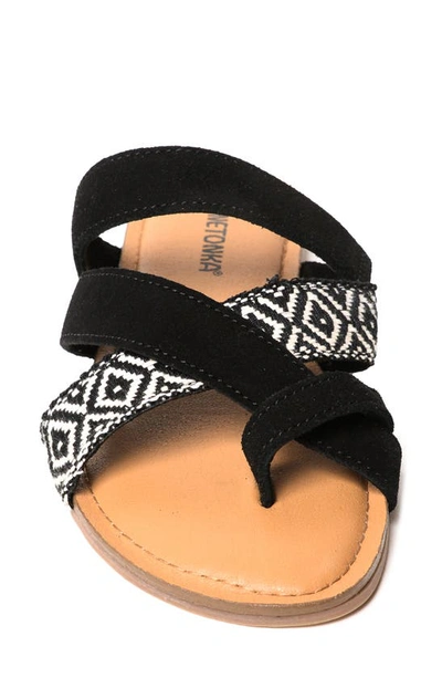 Shop Minnetonka Faribee Slide Sandal In Black Geo Multi