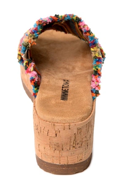 Minnetonka Posey Platform Wedge Slide Sandal In Pink Sunset