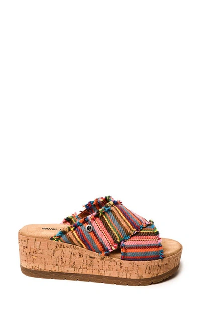Minnetonka Posey Platform Wedge Slide Sandal In Pink Sunset