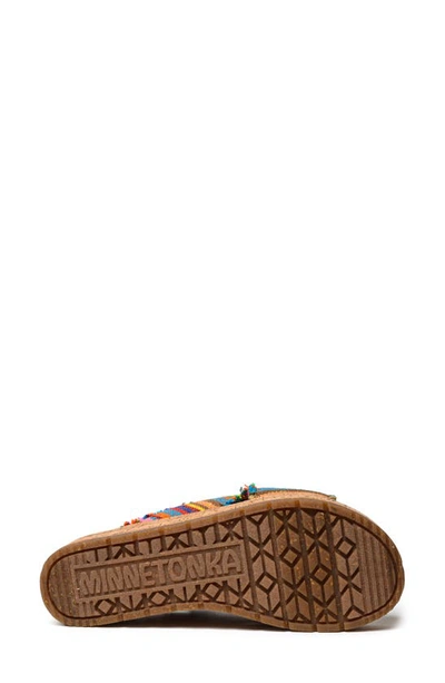 Minnetonka Posey Platform Wedge Slide Sandal In Pink Sunset