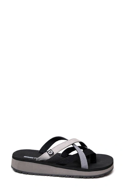 Shop Minnetonka Hanna 2.0 Flip Flop In Grey Multi