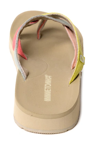 Shop Minnetonka Hanna 2.0 Flip Flop In Yellow Multi