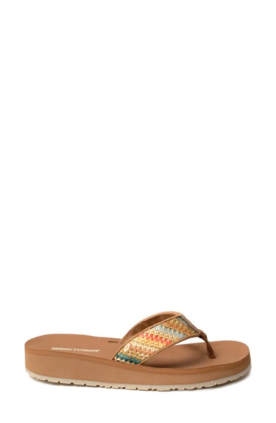 Shop Minnetonka Hedy 2.0 Flip Flop In Tan Multi