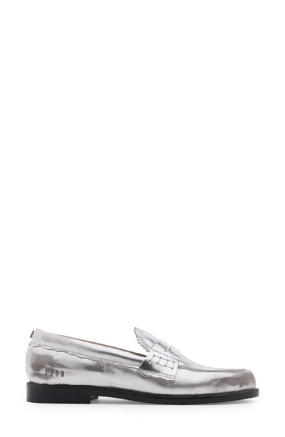 Shop Golden Goose Jerry Penny Loafer In Silver