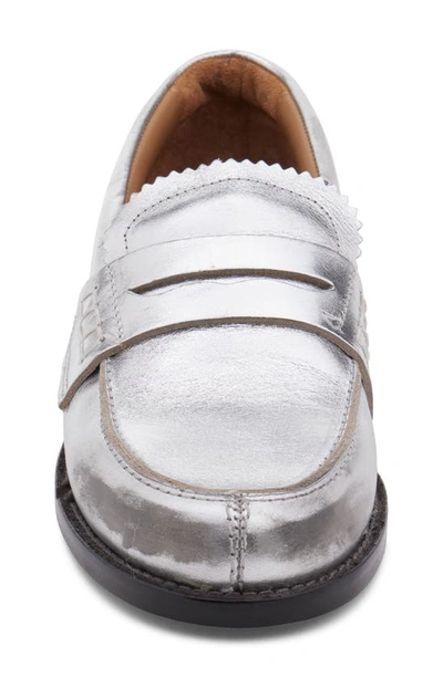 Shop Golden Goose Jerry Penny Loafer In Silver