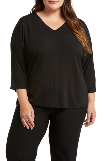 Shop Eileen Fisher V-neck Dolman Sleeve Top In Black