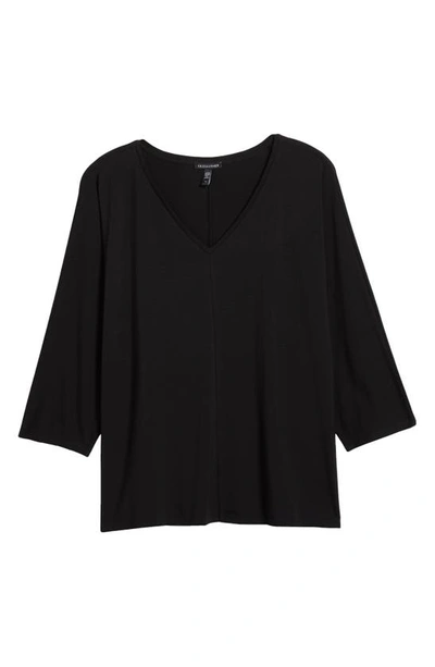 Shop Eileen Fisher V-neck Dolman Sleeve Top In Black
