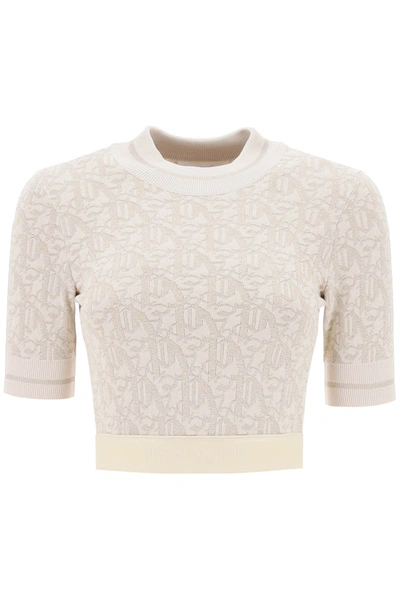 Shop Palm Angels Monogram Cropped Top In Lurex Knit Women In Multicolor
