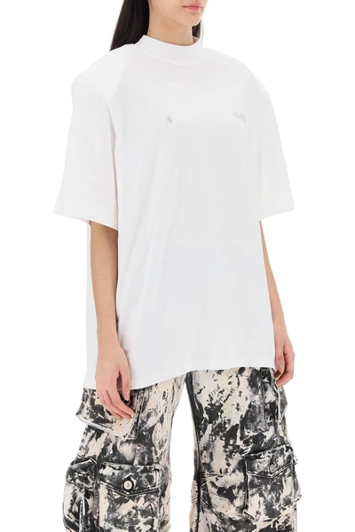 Shop Attico The  Kilie Oversized T-shirt With Padded Shoulders Women In White