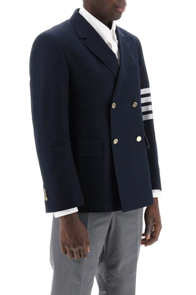 Shop Thom Browne 4-bar Double-breasted Jacket Men In Blue