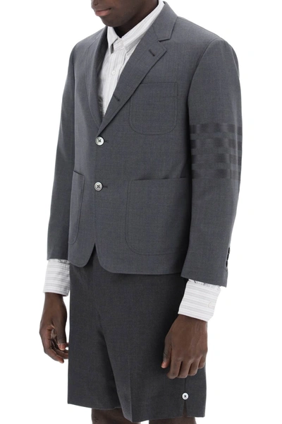 Shop Thom Browne 4-bar Jacket In Light Wool Men In Gray