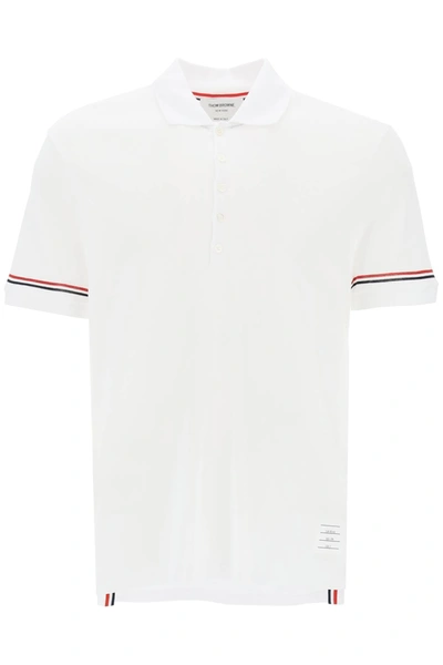 Shop Thom Browne Tricolor Intarsia Polo Shirt Men In White