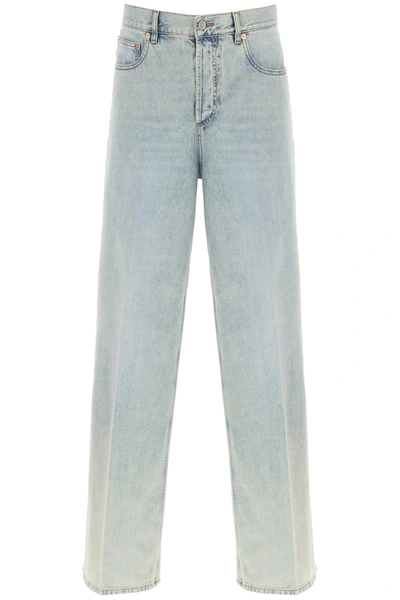 Shop Valentino Garavani Oversized Jeans With V Detail Men In Blue