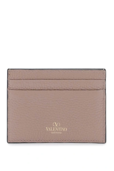 Shop Valentino Garavani Rockstud Leather Card Holder Women In Cream