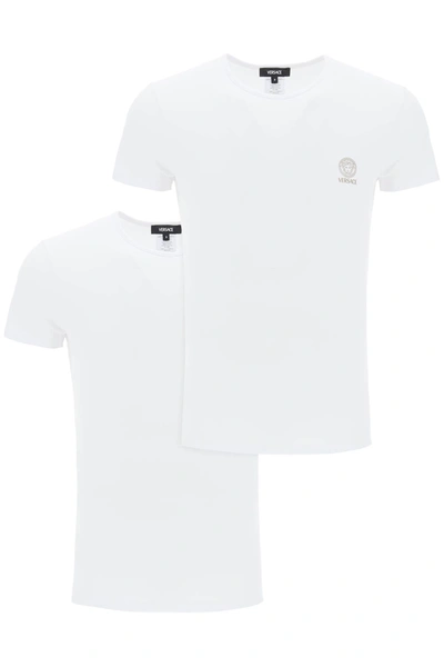 Shop Versace Medusa Underwear T-shirt Bi-pack Men In White